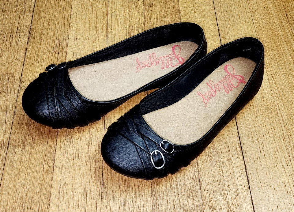 Black Jellypop Ballet Slip On Flats with Buckle Detail - Pre-Owned - Size 7.5