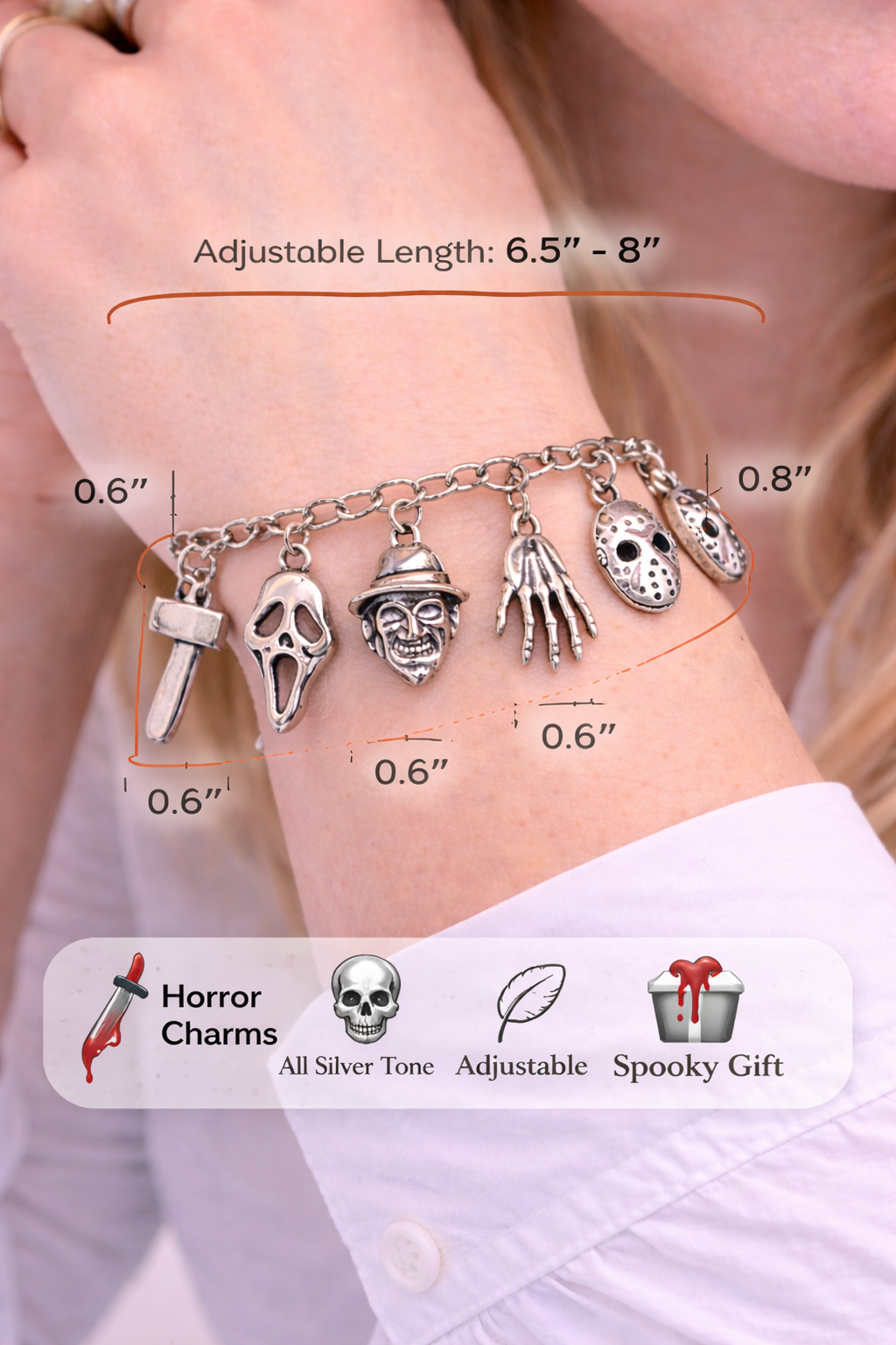 Halloween Horror Charm Bracelet with Character Faces - Unisex