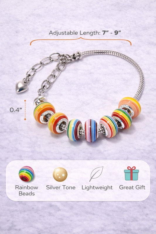 Handmade - Rainbow Bead Charm Bracelet