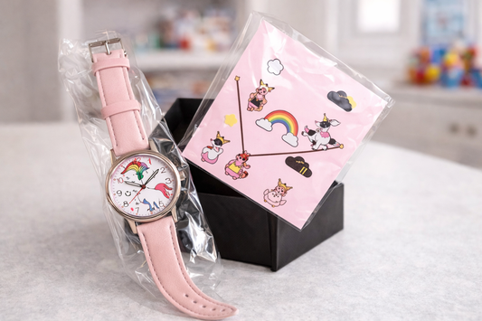 Girls Pink Kids Watch w/ Unicorn Gift Box
