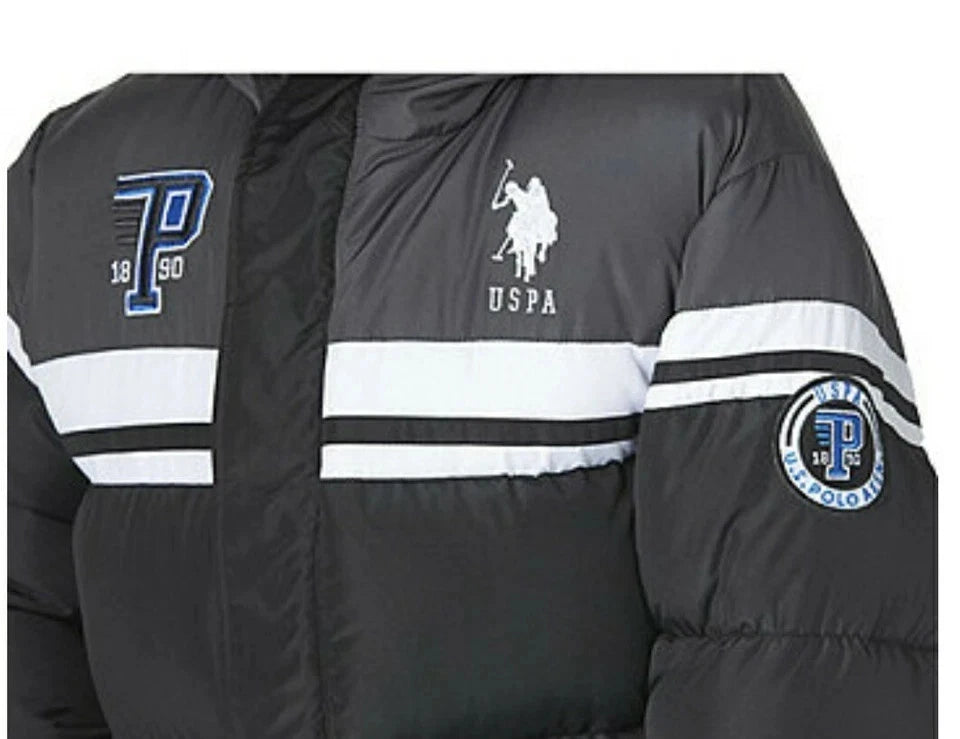 Kids U.S. Polo Assn. Black Puffer Hooded Winter Coat (Size 7)