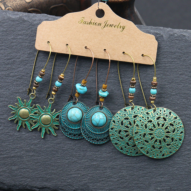 3 Piece Decorative Alloy Earrings