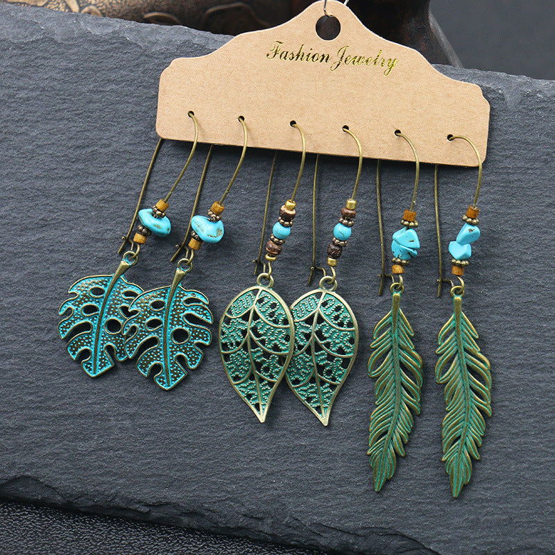 3 Piece Decorative Alloy Earrings