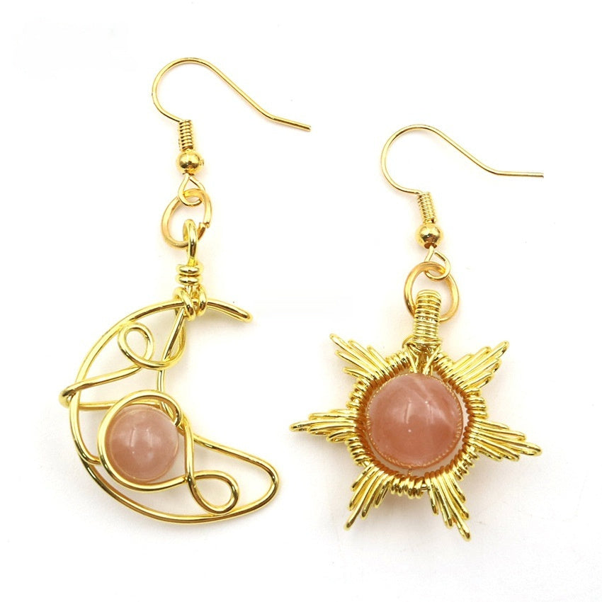 Trendy Asymmetric Sun & Moon Earrings