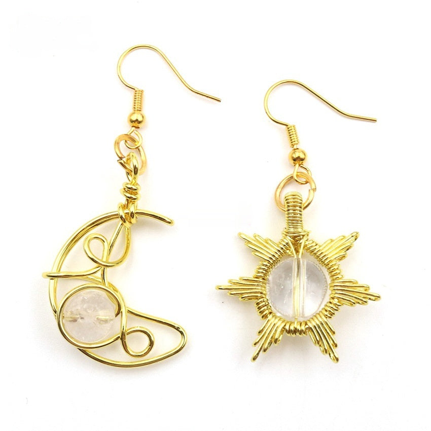 Trendy Asymmetric Sun & Moon Earrings