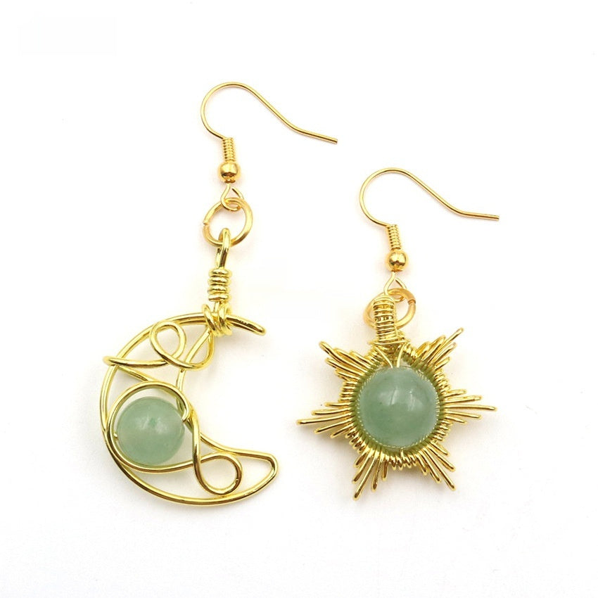 Trendy Asymmetric Sun & Moon Earrings