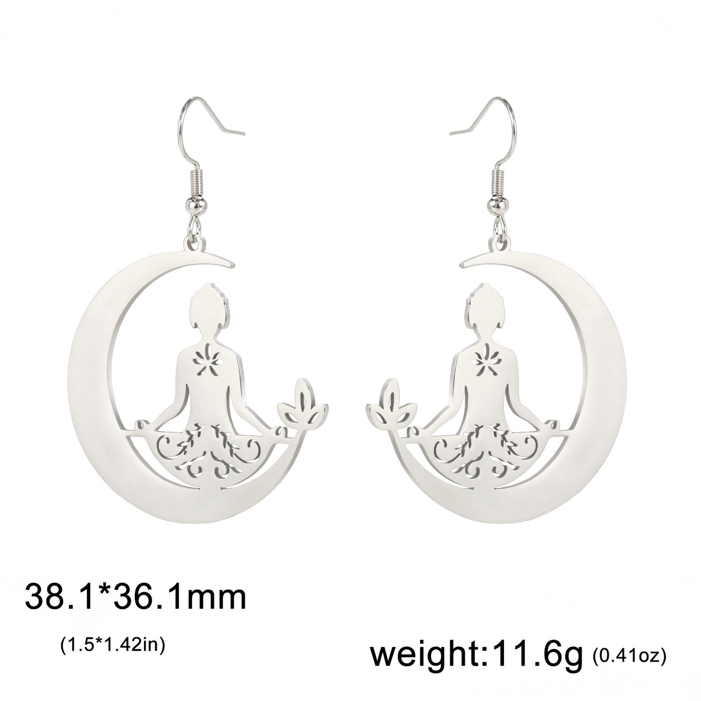 Stainless Steel Meditation Yoga Moon Earrings