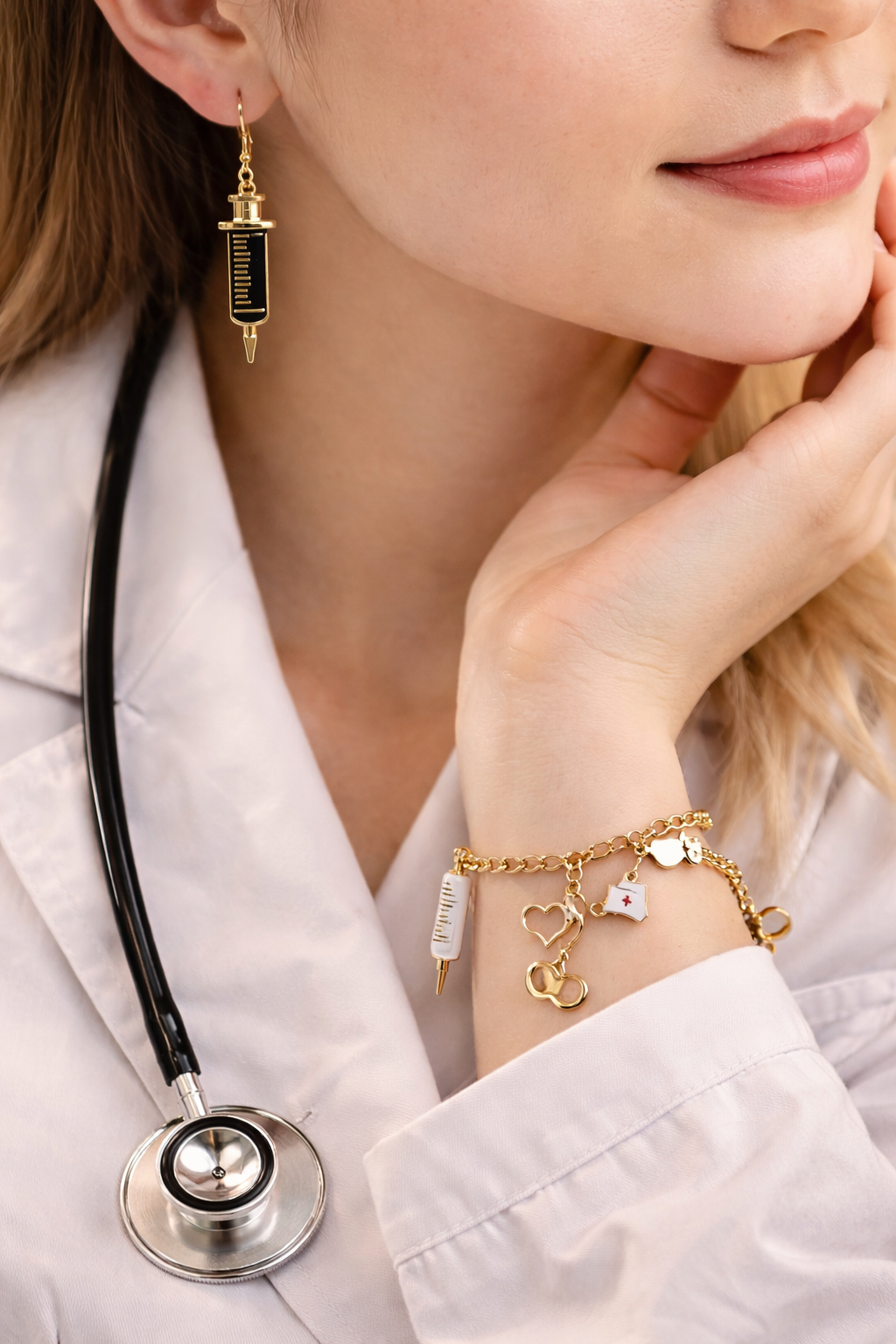 Handmade - Nurse Jewelry Set - Bracelet & Earrings