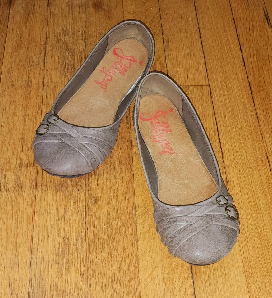 Gray Jellypop Ballet Slip On Flats with Buckle - Pre-Owned - Size 7.5