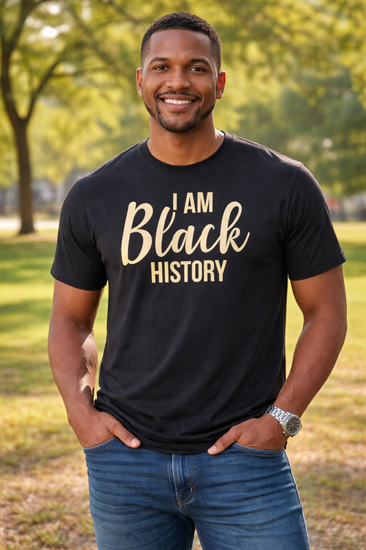 Handmade - “I Am Black History” T-Shirt – Bold Statement Graphic Tee - Size: Men's Large