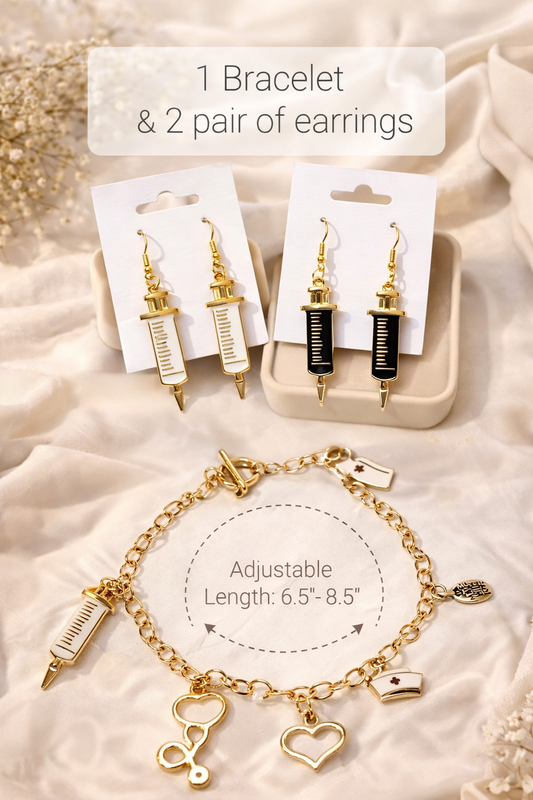 Handmade - Nurse Jewelry Set - Bracelet & Earrings