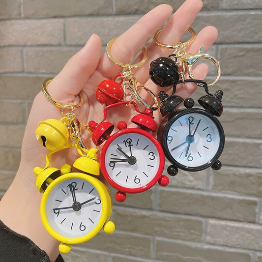 Cute Mini Alarm Clock Handbag Pendant Keychain