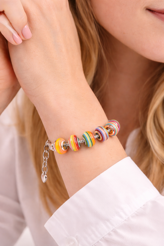 Handmade - Rainbow Bead Charm Bracelet