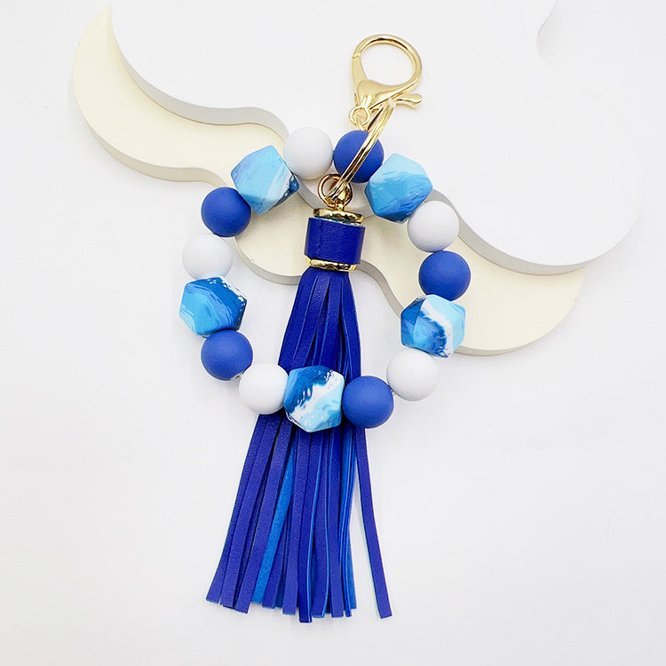 Silicone Octagonal Oak Tassel Key Chain