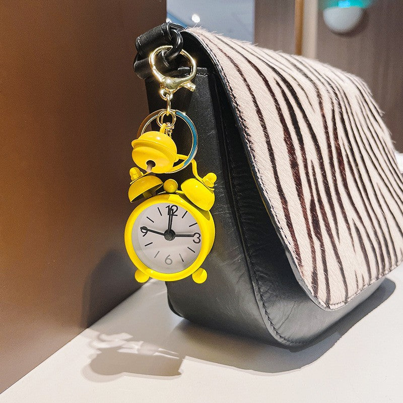 Cute Mini Alarm Clock Handbag Pendant Keychain