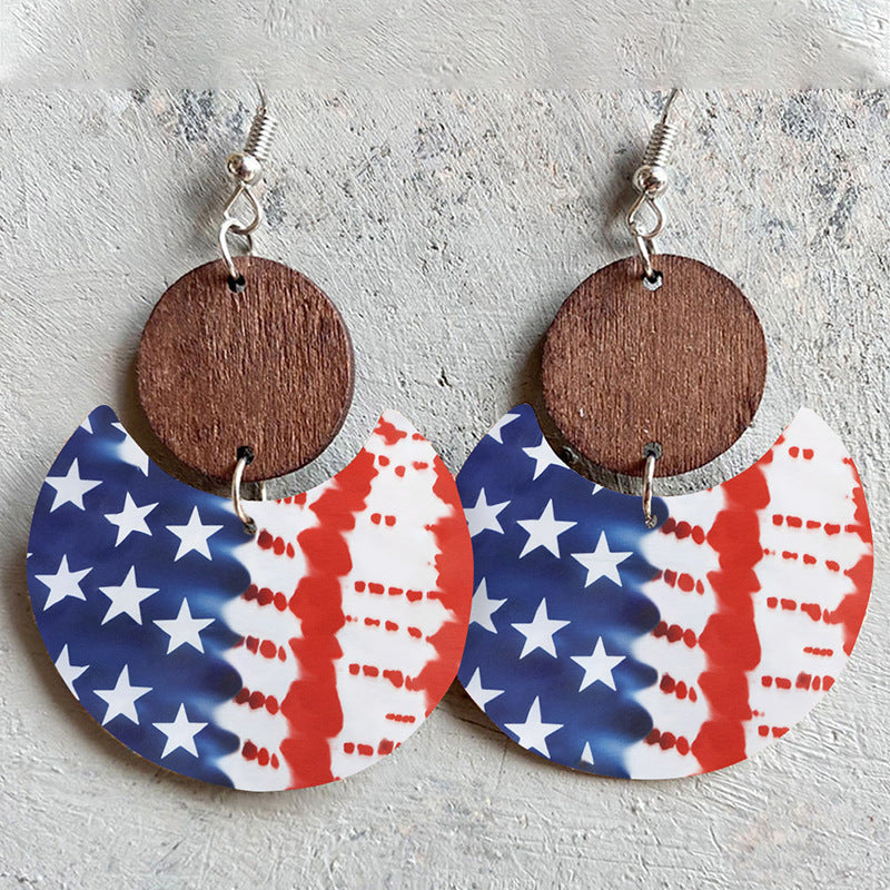 American Flag Wooden Earrings