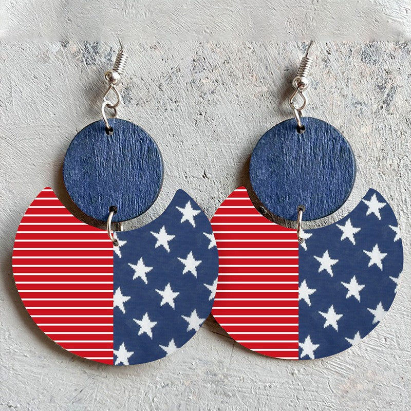 American Flag Wooden Earrings