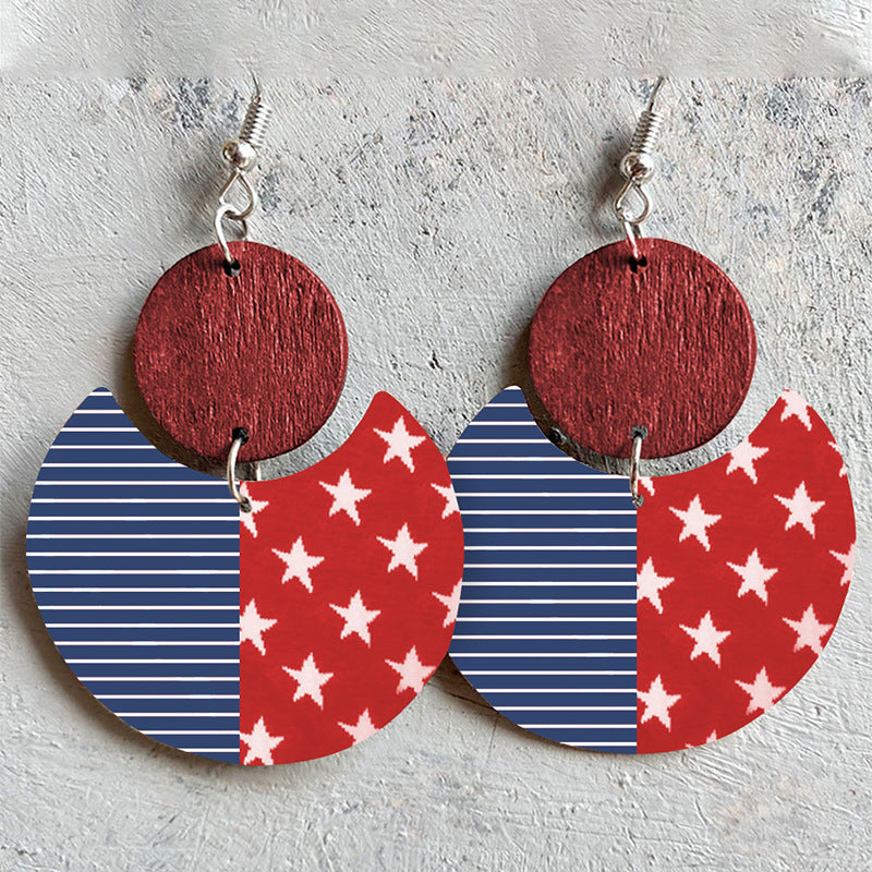 American Flag Wooden Earrings