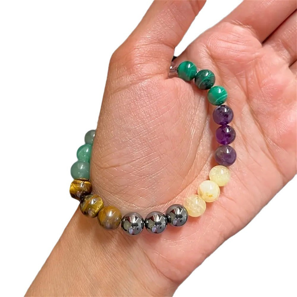 Amethyst Green Dongling Stone Beaded Bracelet