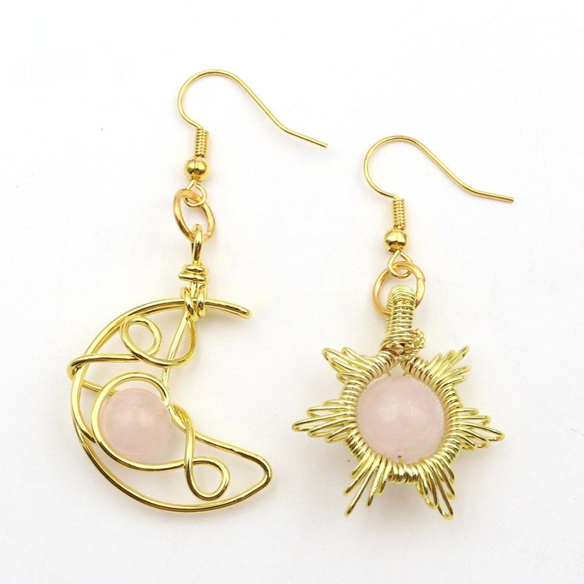 Trendy Asymmetric Sun & Moon Earrings