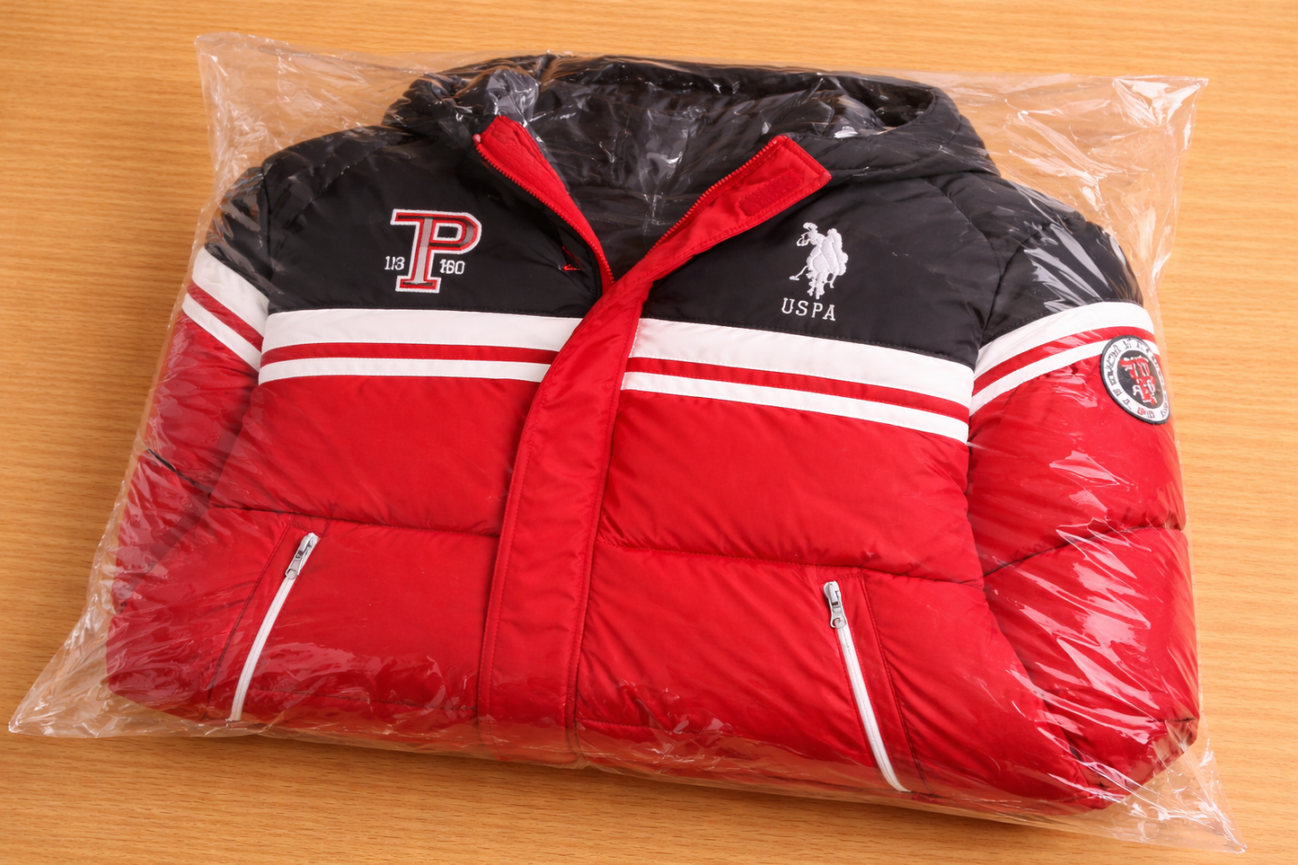 Kids U.S. Polo Assn. Red Puffer Hooded Winter Coat (Size 7)