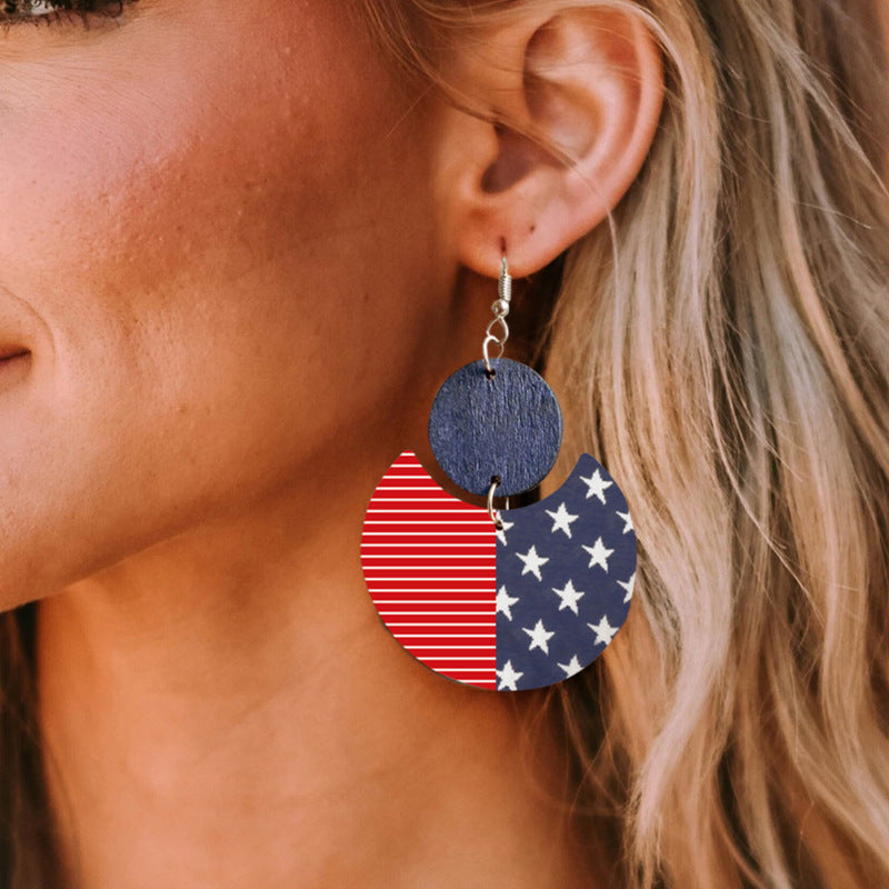 American Flag Wooden Earrings