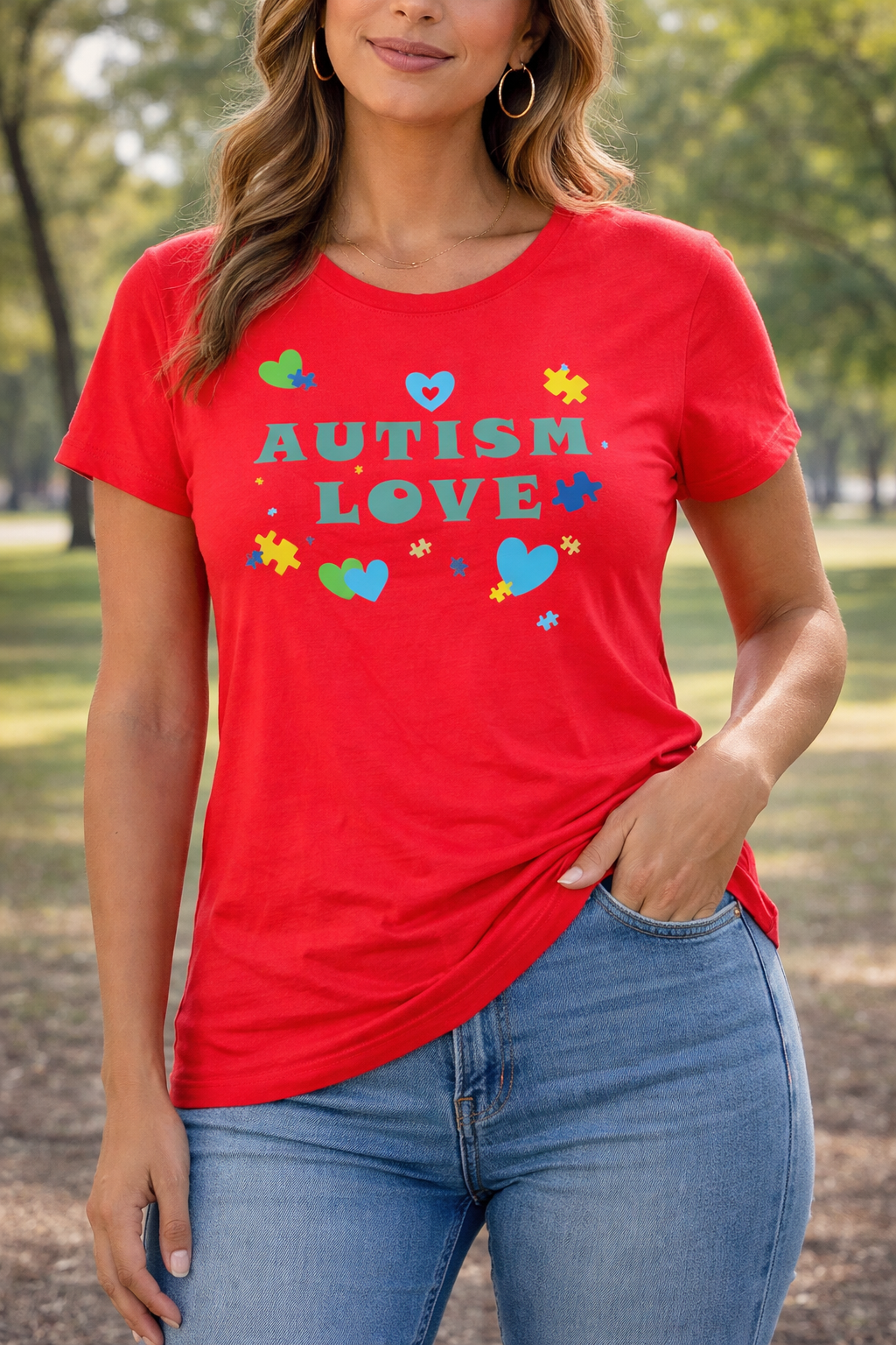 Handmade - Autism Love T-Shirt – Colorful Puzzle Piece Awareness Graphic Tee - Size: XL