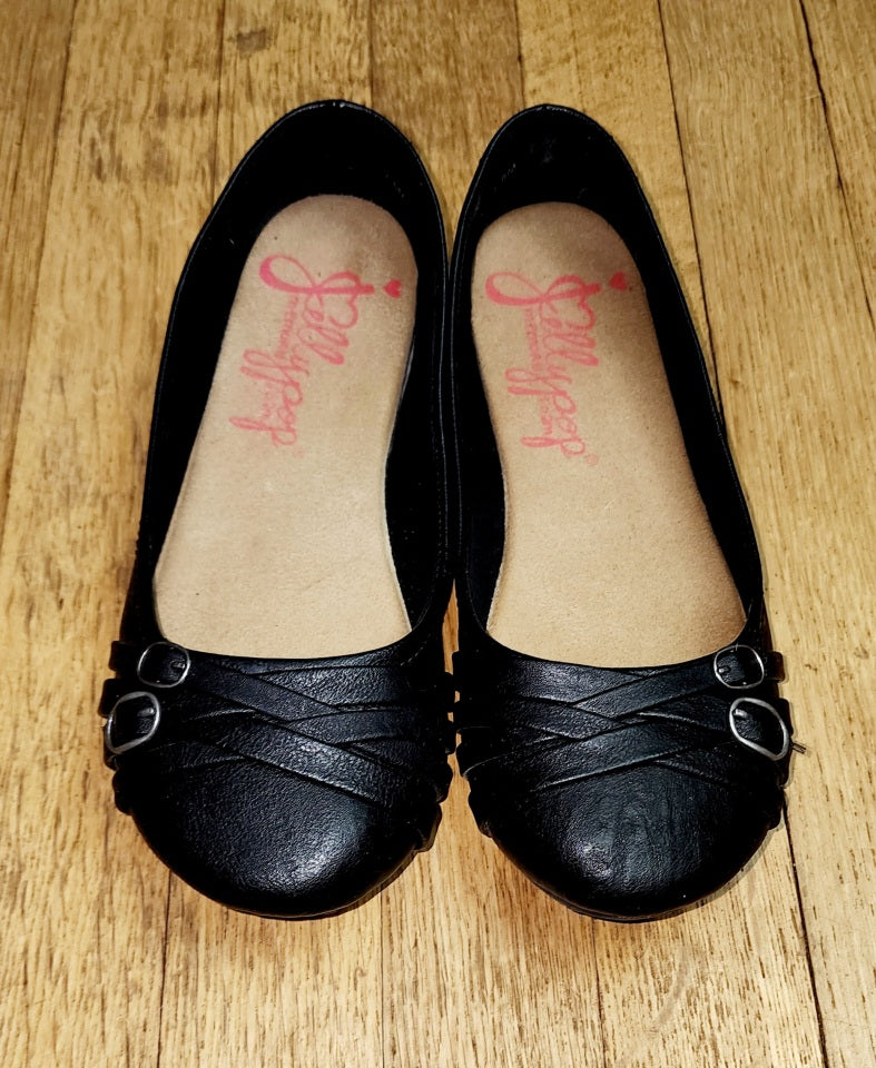 Black Jellypop Ballet Slip On Flats with Buckle Detail - Pre-Owned - Size 7.5