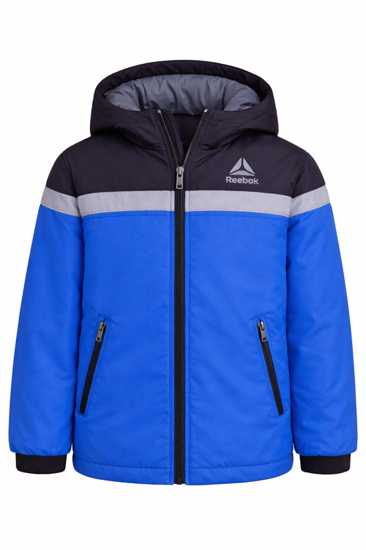 Kids Reebok Blue Hooded Jacket – Lightweight – Zip Front – Youth Boys/Girls (Size 7)