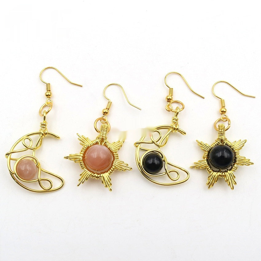 Trendy Asymmetric Sun & Moon Earrings