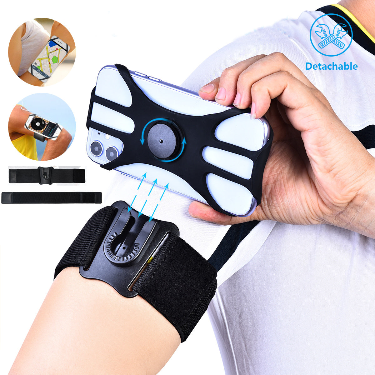 Detachable Swivel Arm Wristband Bags Sports Phone Case Running Cycling Wrist Bag