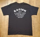 Handmade - Bold Anti-Racism Graphic T-Shirt – “Racism Isn’t a Touchy Topic” Statement Tee - Size: Men's Medium - Men's Medium
