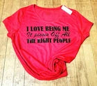 Handmade - Funny – “I Love Being Me” Bold Red Statement T-shirt - Size XL