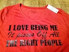 Handmade - Funny – “I Love Being Me” Bold Red Statement T-shirt - Size XL