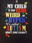 Handmade - Autism Awareness T-Shirt – “My Child is Not Rude…” Support & Advocacy Tee - Size: XL