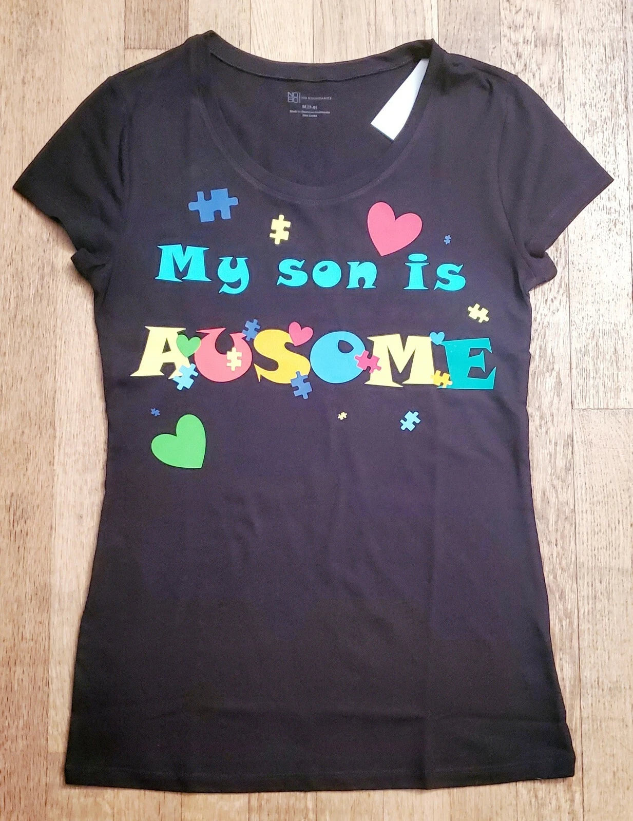 Handmade - Autism Awareness T-Shirt – “My Son is Awesome” Puzzle Piece Graphic Tee - Size: Medium