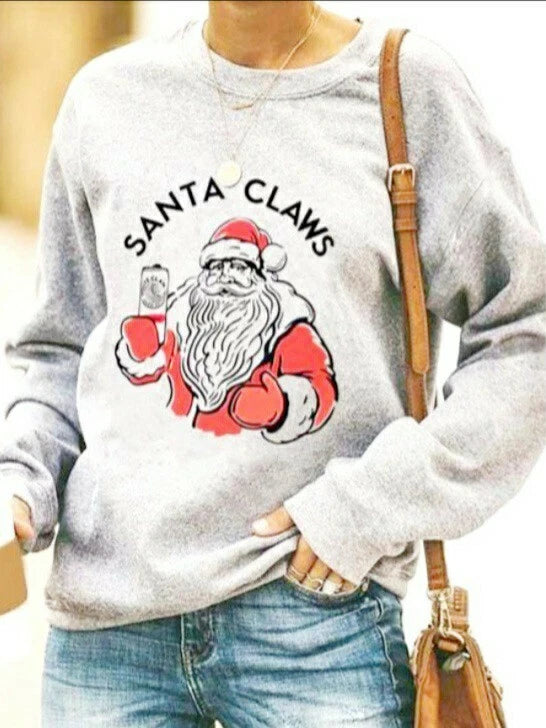 Funny “Santa Claws” Christmas Sweatshirt – Cute Holiday Graphic Crewneck - Size: XXL