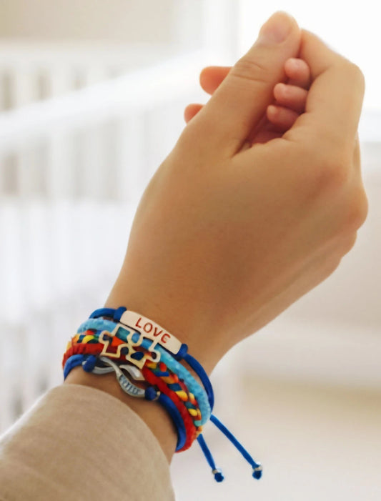 Autism Awareness, Love Puzzle Charm Bracelet, Multicolor - Unisex