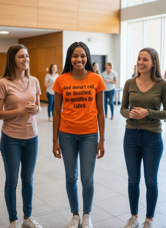 Handmade - “God Doesn’t Call the Qualified…” Christian T-Shirt – Inspirational Faith Tee - Size: Medium