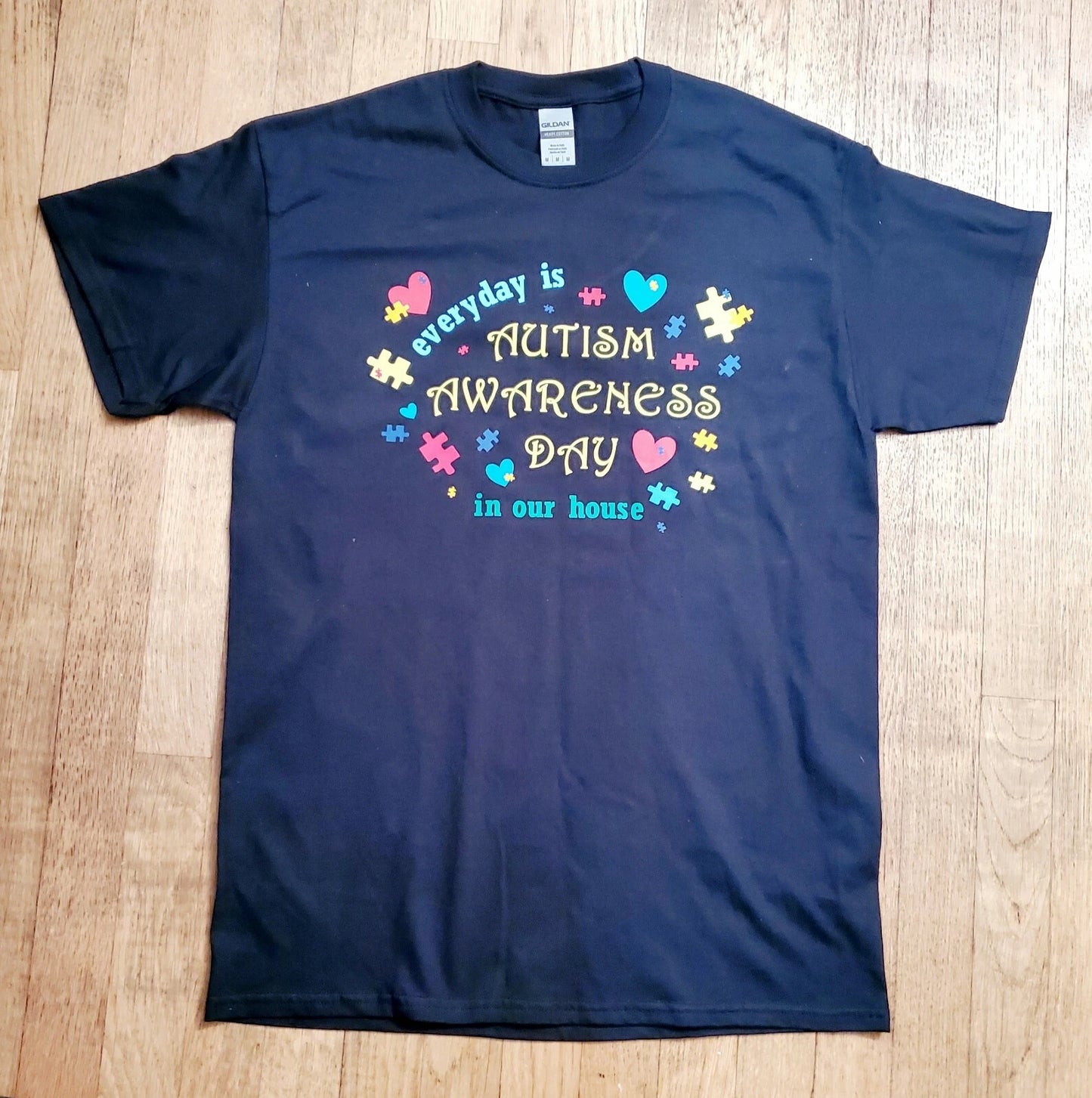 Handmade - Autism Awareness T-Shirt – “Everyday is Autism Awareness Day” Graphic Tee - Size Men's Medium