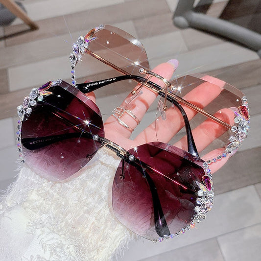 Vintage, Rimless, Mirror Frame Sunglasses