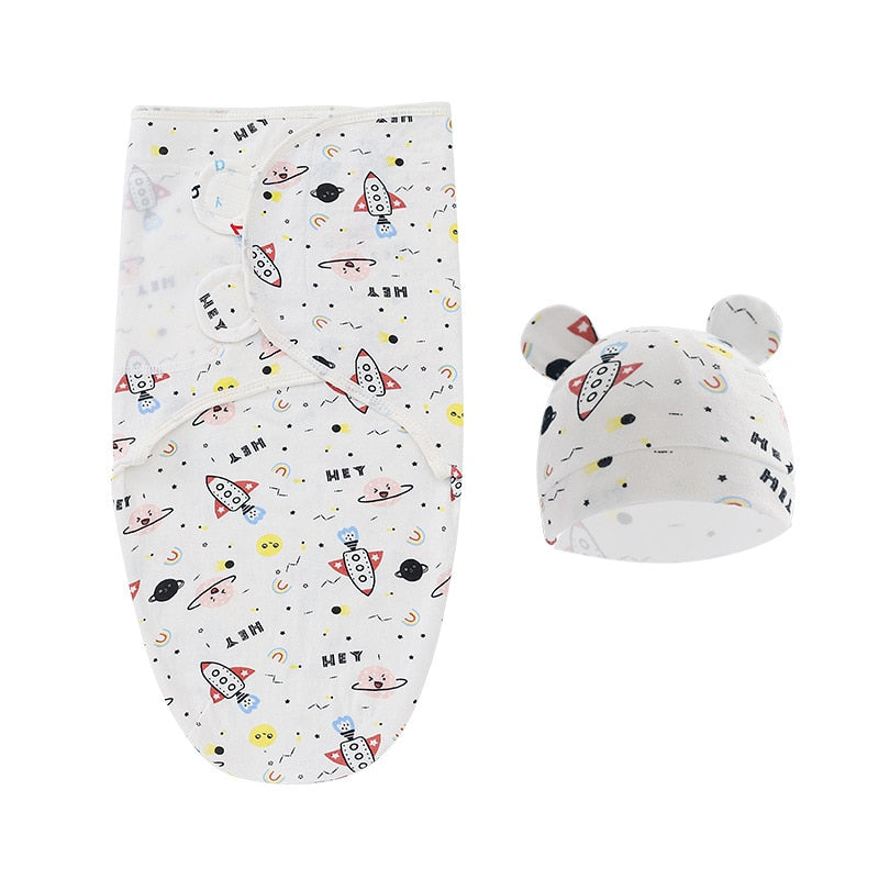 Newborn Baby Sleeping Bag Swaddle Wrap with Hat