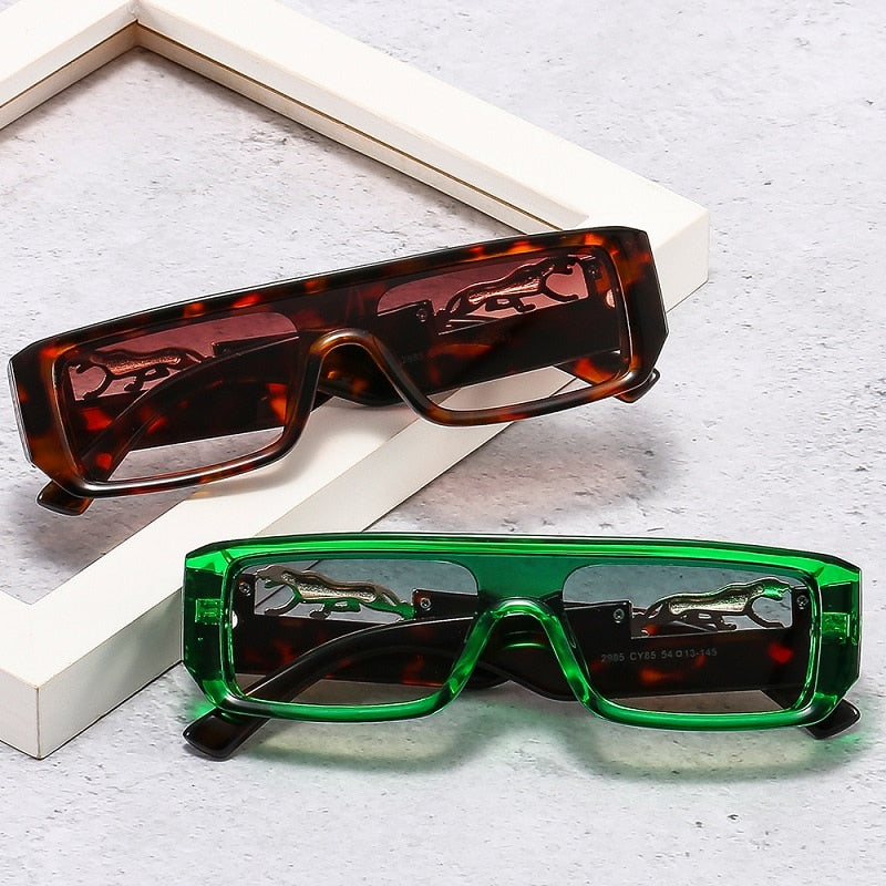 Rectangle Leopard Figure Sunglasses - Unisex