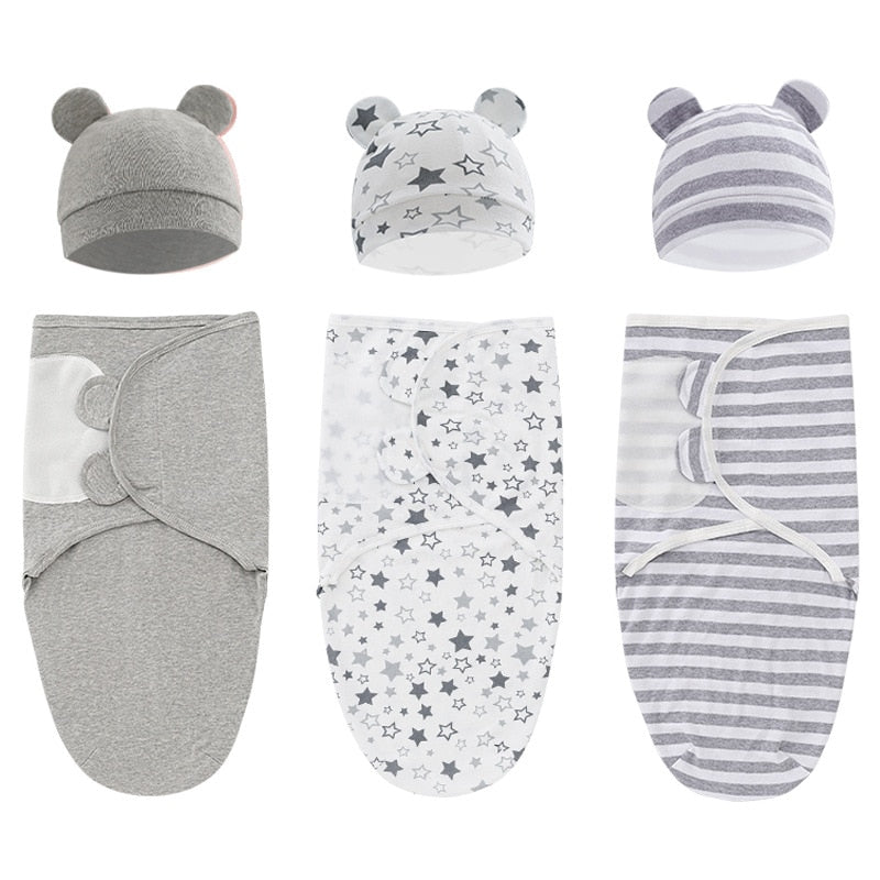 Newborn Baby Sleeping Bag Swaddle Wrap with Hat