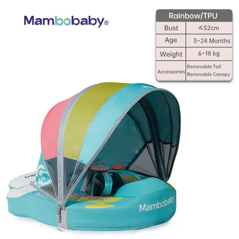 Newborn Non-Inflatable Baby Swimming Float with Canopy