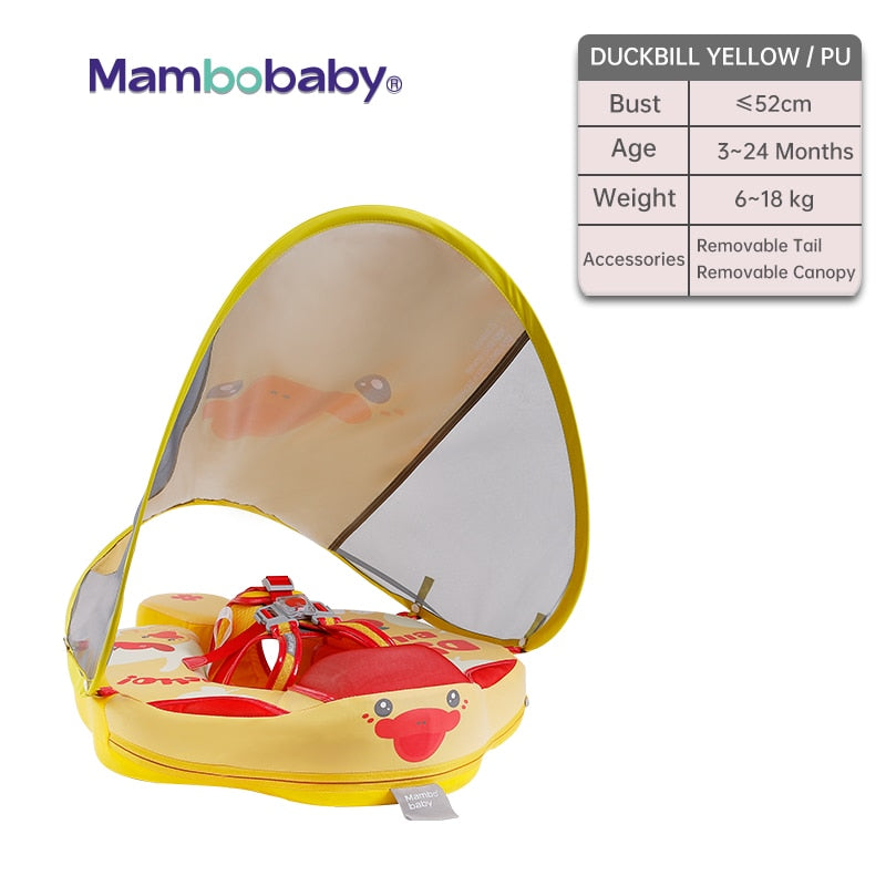 Newborn Non-Inflatable Baby Swimming Float with Canopy