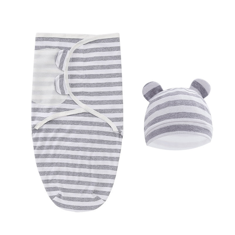 Newborn Baby Sleeping Bag Swaddle Wrap with Hat