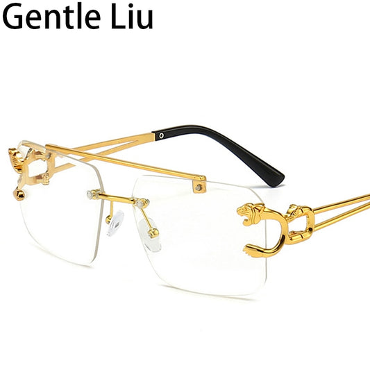 Vintage Square Rimless Sunglasses - Unisex