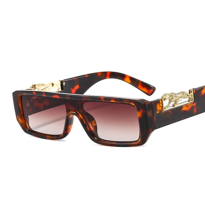 Rectangle Leopard Figure Sunglasses - Unisex