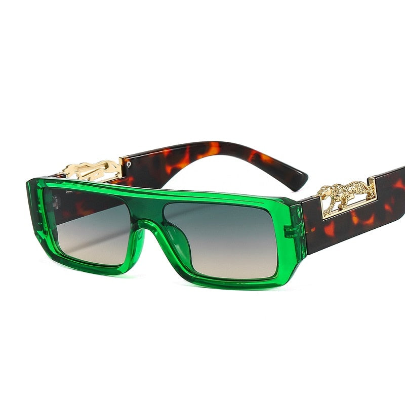 Rectangle Leopard Figure Sunglasses - Unisex